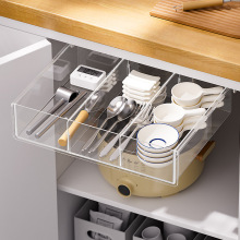 厂家定制代加工悬挂黏贴式抽屉收纳盒家用办公桌下整理隐形小抽屉