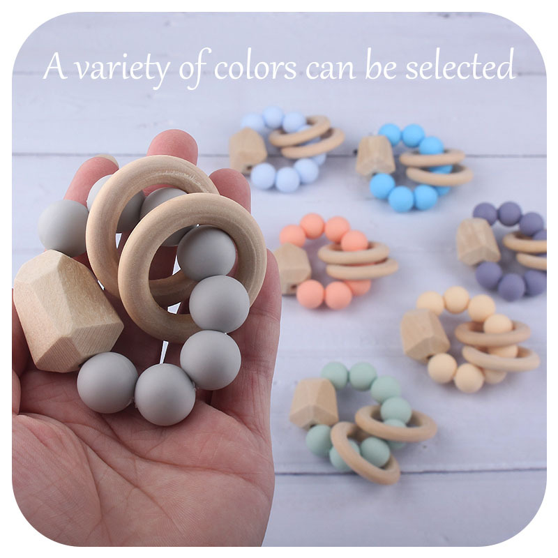 Productos para bebés mordedor de silicona nuevo bebé dientes juguetes de madera DIY mordedor Amazon AliExpress
