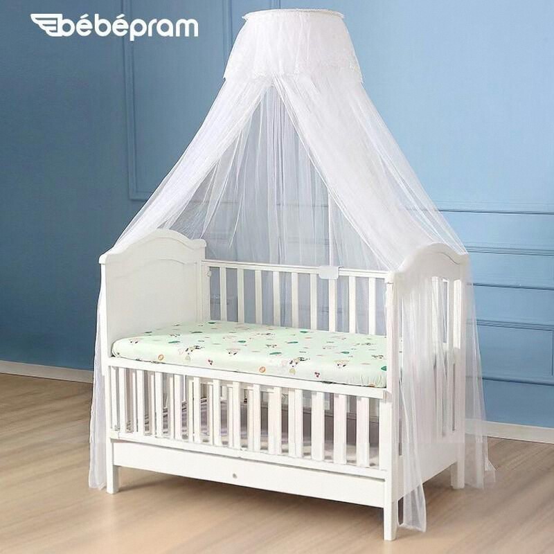Crib Mosquito Net Full-Cover Universal with Bracket Rod Punch-Free Mosquito Net Cover Newborn Baby Princess Windproof Mosquito Cover