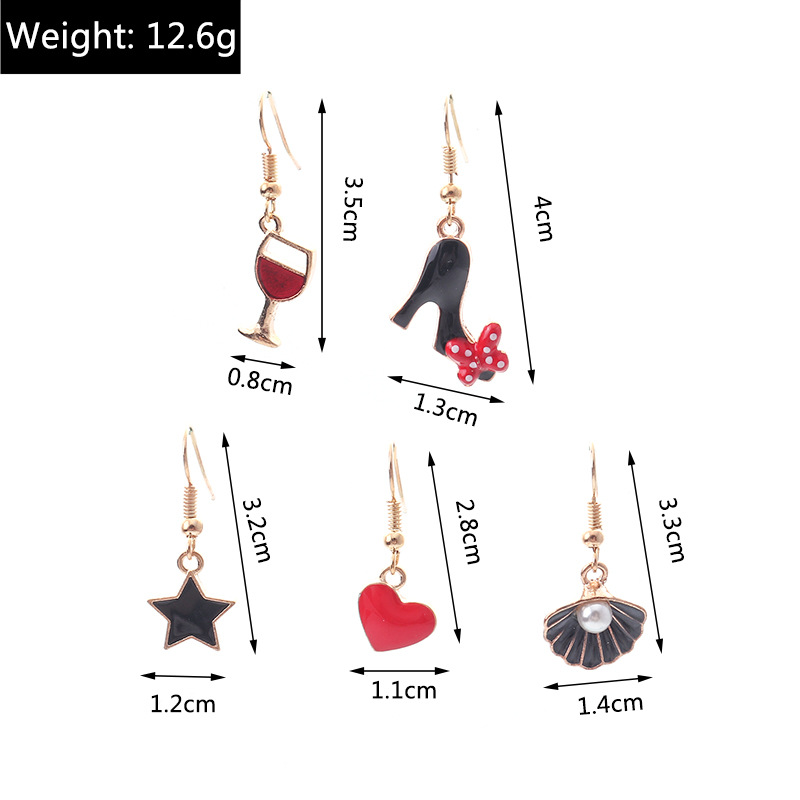 1 Set Fashion Heart Shape Flower Alloy Enamel Womenu0027S Drop Earrings