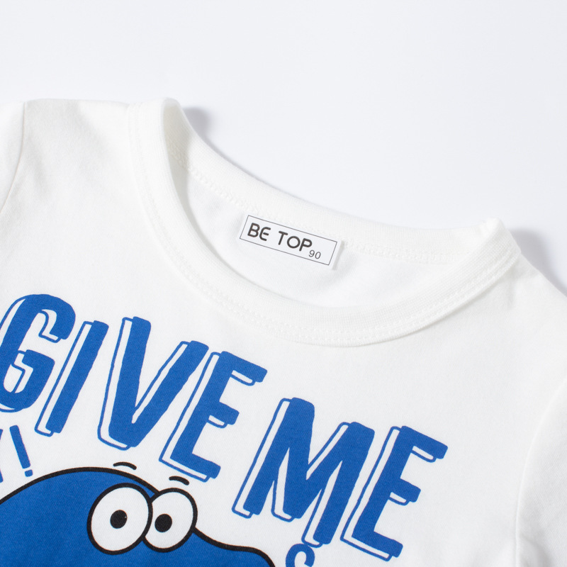 2023 verano nuevo estilo coreano niños de manga corta patrón de tiburón de dibujos animados bebé niños tops Camiseta de algodón