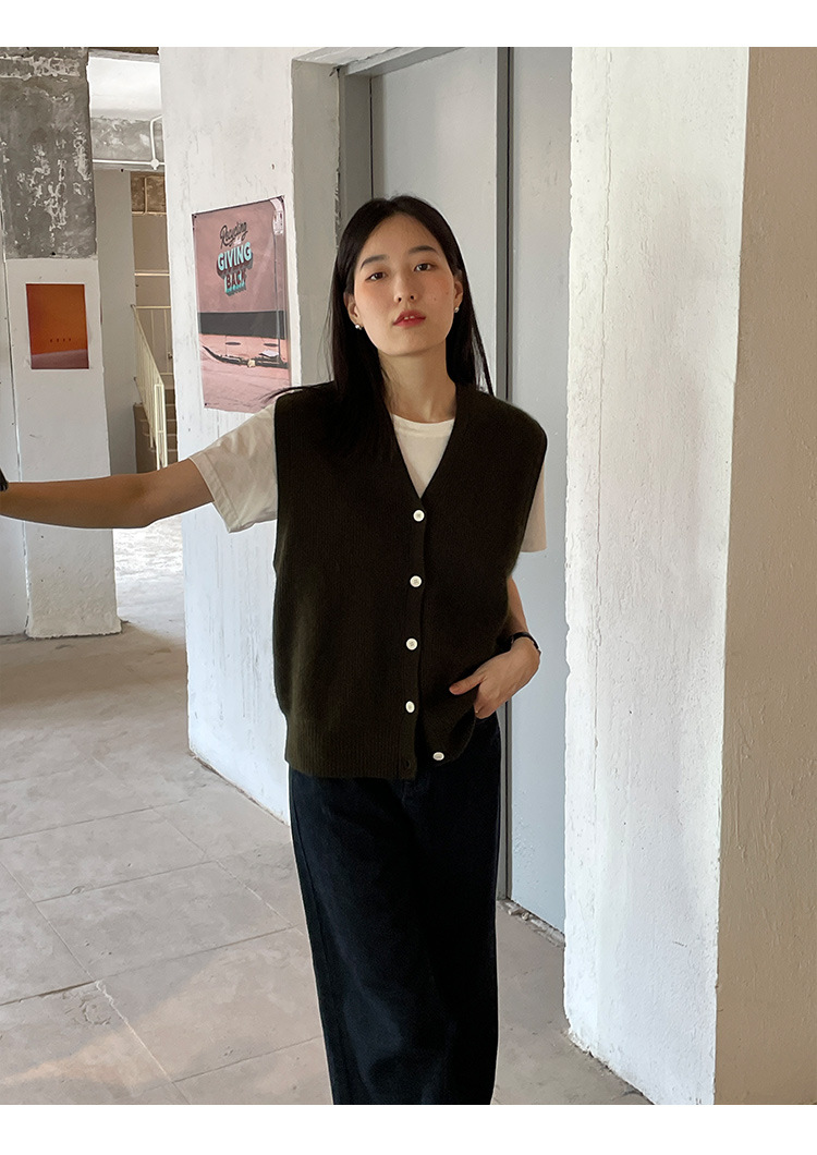 木兰时髦复古小马甲开衫女2023春季新款韩版简约针织上衣女 21507详情18