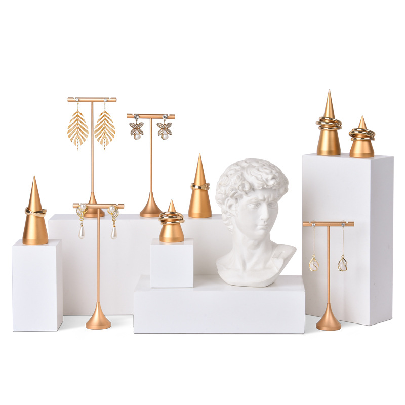 Creative tapered metal ring display holder earrings rack display stand jewelry shooting props earrings earrings rack