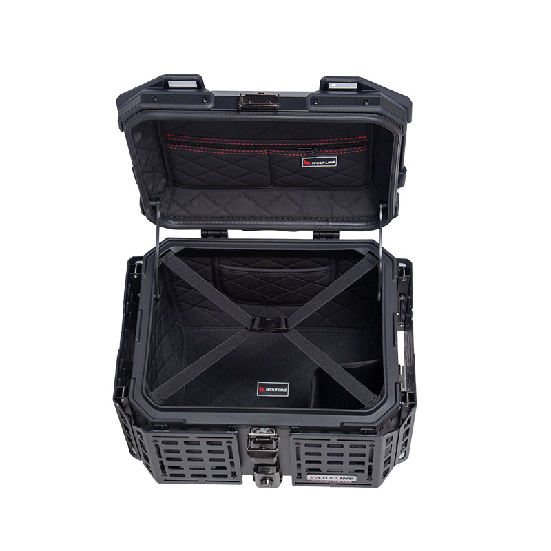 Clearance Sale: 45L Multifunctional Armored Black Aluminum Alloy Motorcycle Tail Box, Scooter Trunk, Foldable Box