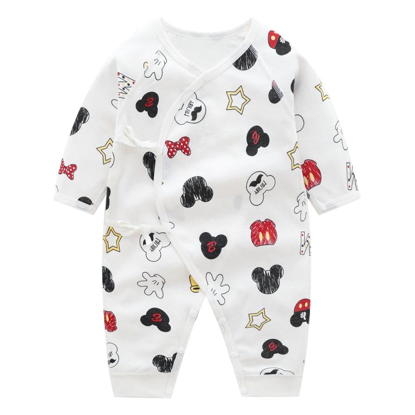 Nuevo bebé mono otoño puro algodón de manga larga de doble cara sin hueso dividida con cordones pierna mariposa mameluco