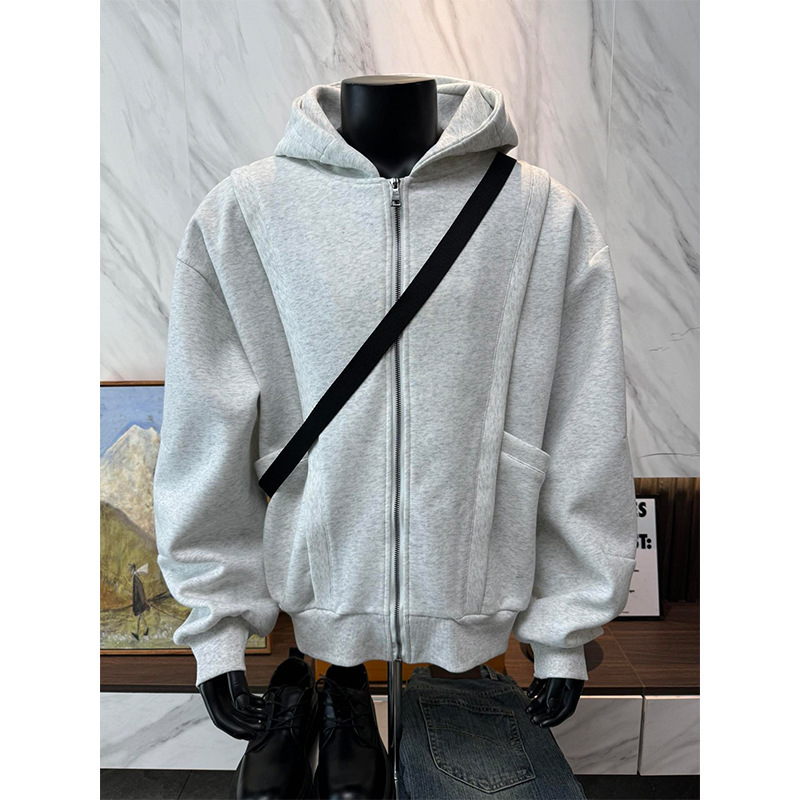 American Style Short Boxy Cardigan Sweater Men's Spring and Autumn High-end Heavy Hard Hoodie cleanfit Jacket American Style Short Boxy Cardigan Sweater Men's Spring and Autumn High-end Heavy Hard Hoodie cleanfit Jacket