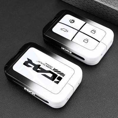 Car key bag case, V23 pickup physical Bluetooth remote - black-and-white-gradient-single-shell