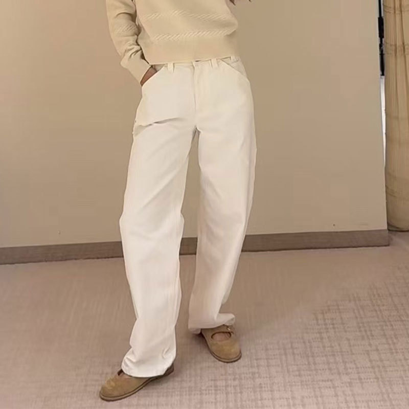 Nanyou High-End Version Chanel-Style 26 Early Spring Trendy Floor-Length Unique Workwear Pants High-Waisted Loose Jeans Two Colors Nanyou High-End Version Chanel-Style 26 Early Spring Trendy Floor-Length Unique Workwear Pants High-Waisted Loose Jeans Two Colors