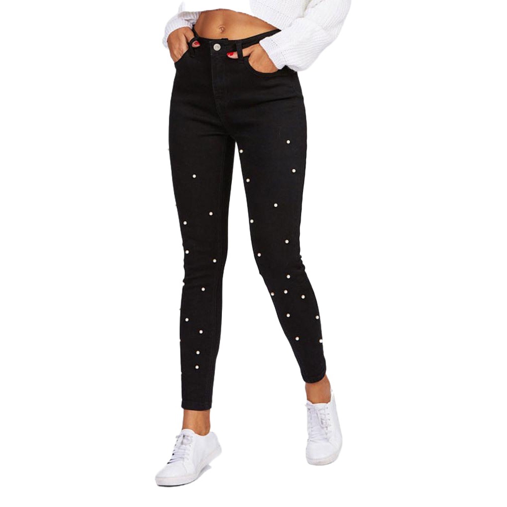 Pantalones vaqueros negros de mujer Black Pearl, primavera 2025, venta al por mayor en Amazon, Wish, AliExpress, eBay y sitios independientes.
