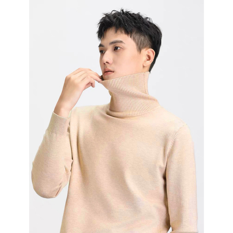 Autumn and Winter Turtleneck Sweater Men's Loose All-match Thickened Sweater Men's White Base Sweater
