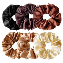 亚马逊跨境色丁大肠发圈欧美简约扎马尾头绳外贸头花皮筋发饰批发