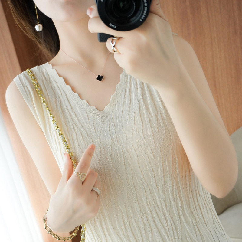 New Cotton and Linen Camisole Women's Inner Suit Knitted Base Vest Summer Outer Wear Slim-fit Sleeveless T-shirt Women