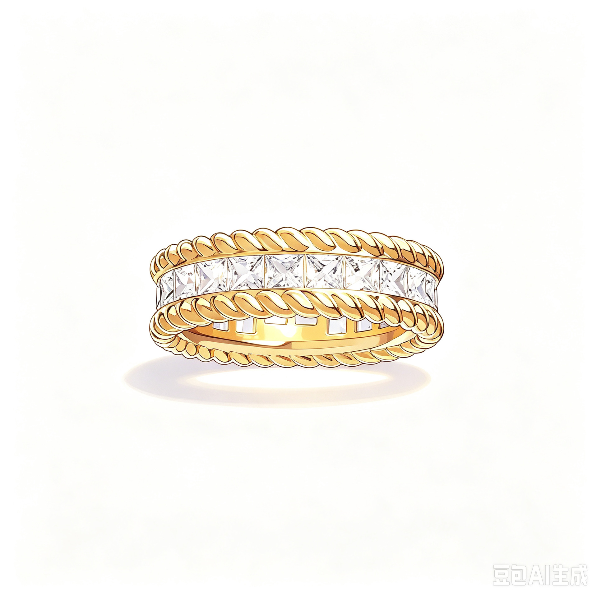 Gold and white twist ring