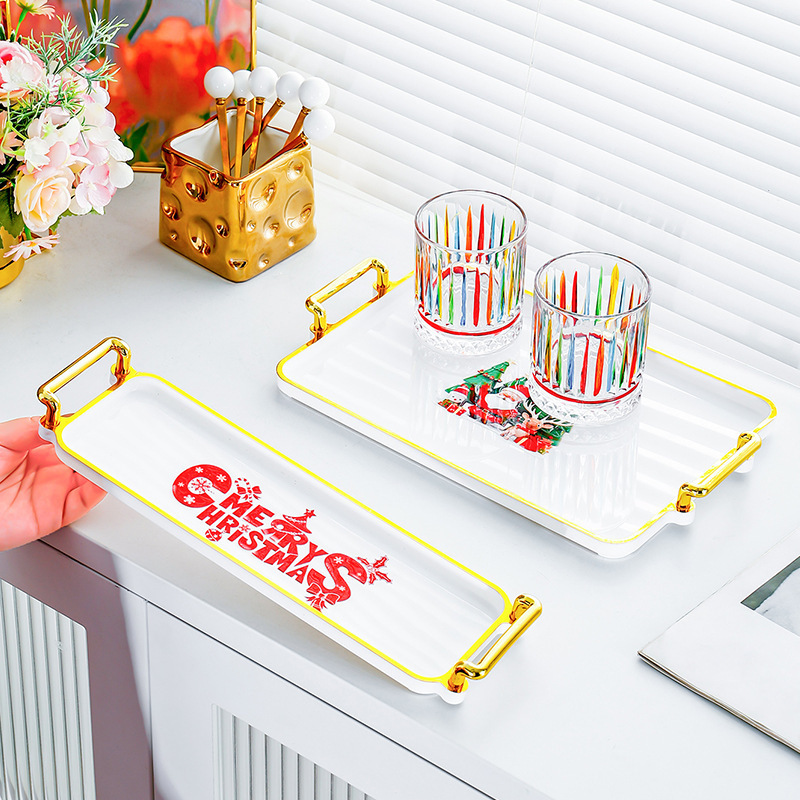 Christmas Plate Dinner Plate High-class Good-looking Plate Household Cute Breakfast Plate Wedding Birthday Christmas Gift