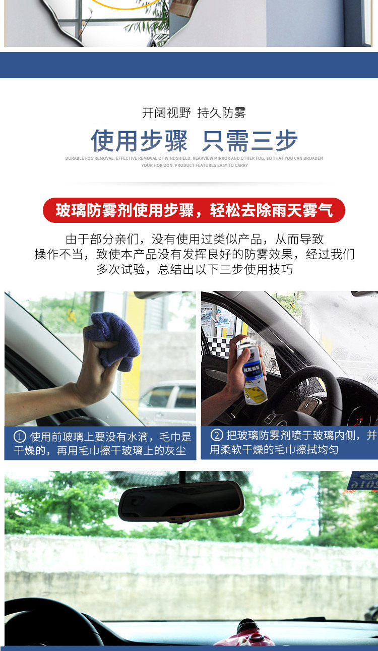Anti-fog agent and cleaner for shower room mirrors, camera lenses, car windshields, and window glass