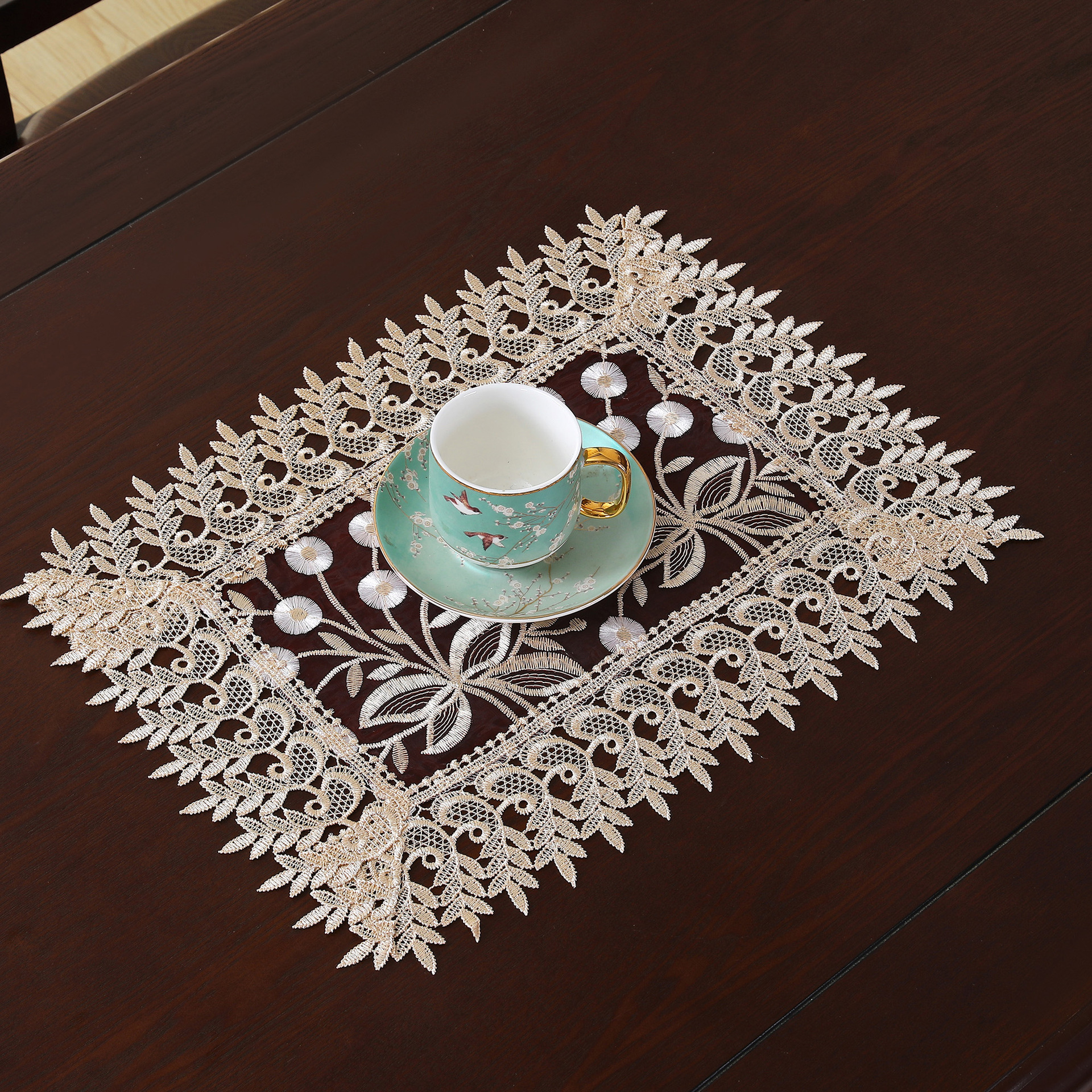 lace table runner embroidered transparent napkin coaster water soluble crochet high density tablecloth high grade table runner_voghion.com