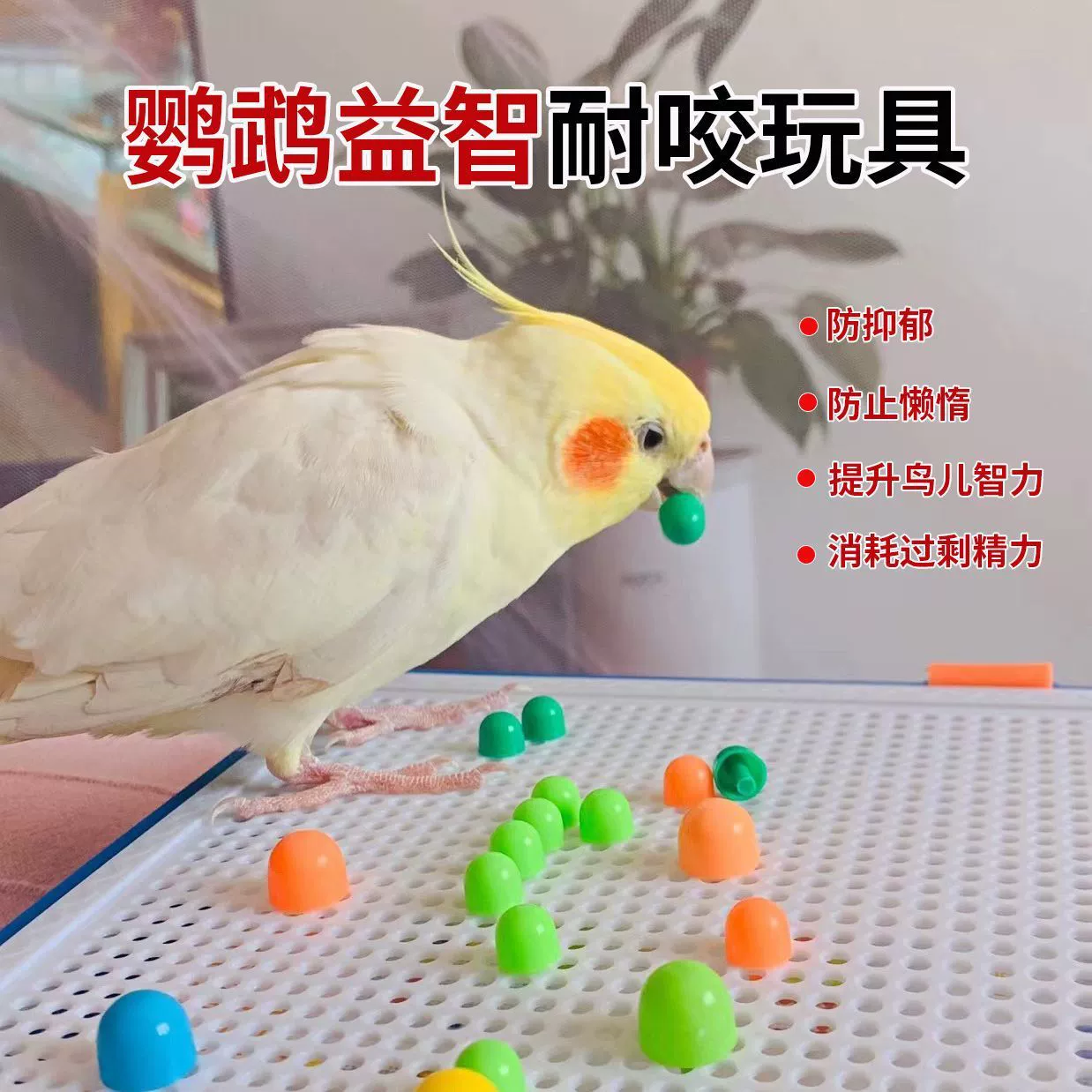 Игрушка-каракатиц с пиона Little Sun Monk для облегчения скуки, развлечения, жевательная игрушка для птиц, грибной гвоздь, прочный и узнаваемый владельцем.