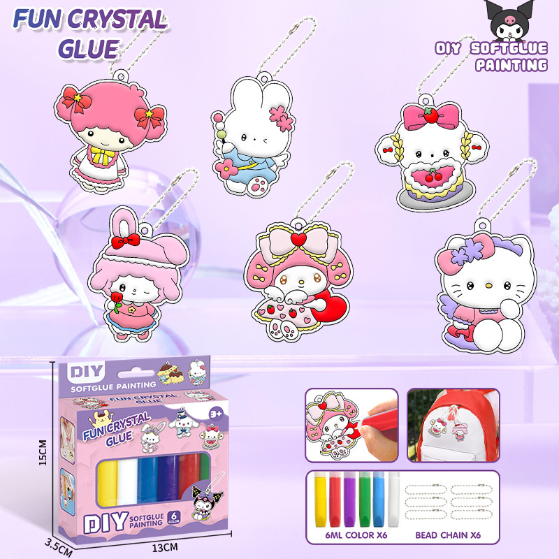 Explosiones transfronterizas de pintura de pegamento de cristal para niños set de graffiti pintura de pegamento sin hornear capibara bolsas tiran de llaveras al por mayor