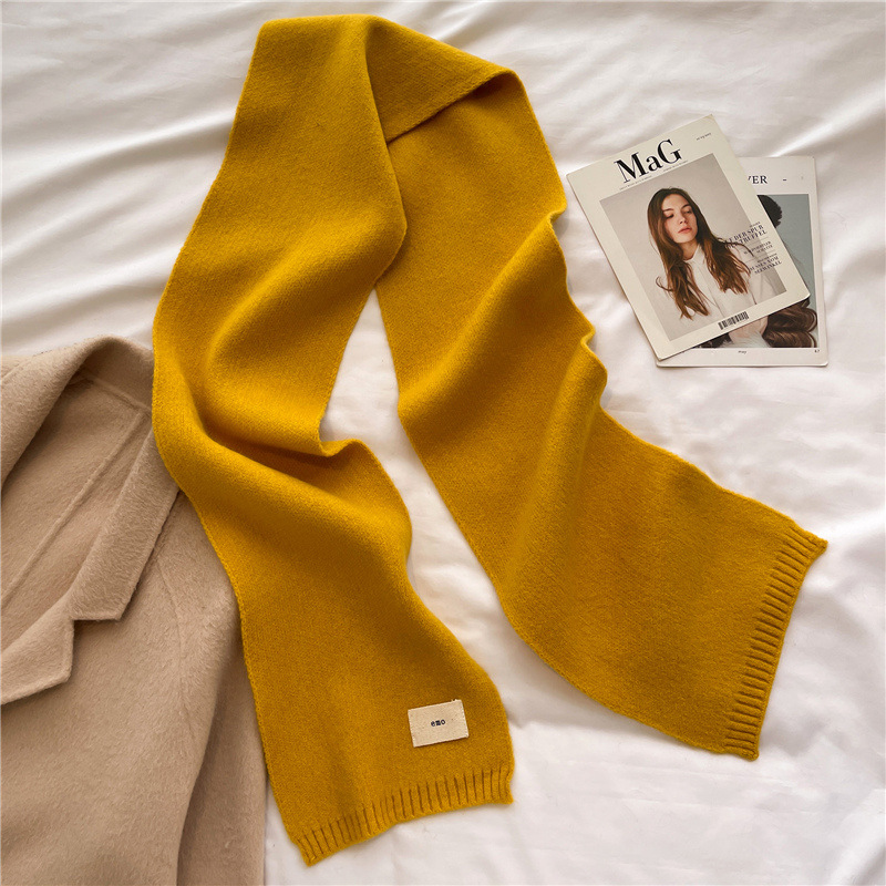 Knitted Scarf Pure Color All-Matching Autumn And Winter Warm Scarf Long Student Scarf Candy Color Bright Basic Korean Style display picture 9