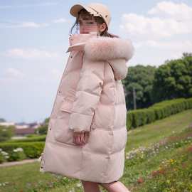 儿童羽绒服女童中长款2025新款洋气中大童加厚羽绒服女孩冬装外套