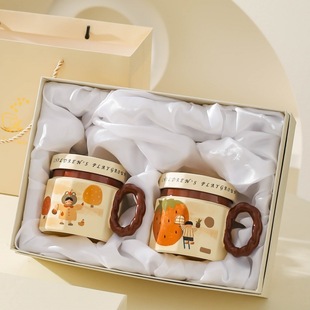New creative couple pair cup ceramic mug cup a pair of couples wedding gift box birthday gift