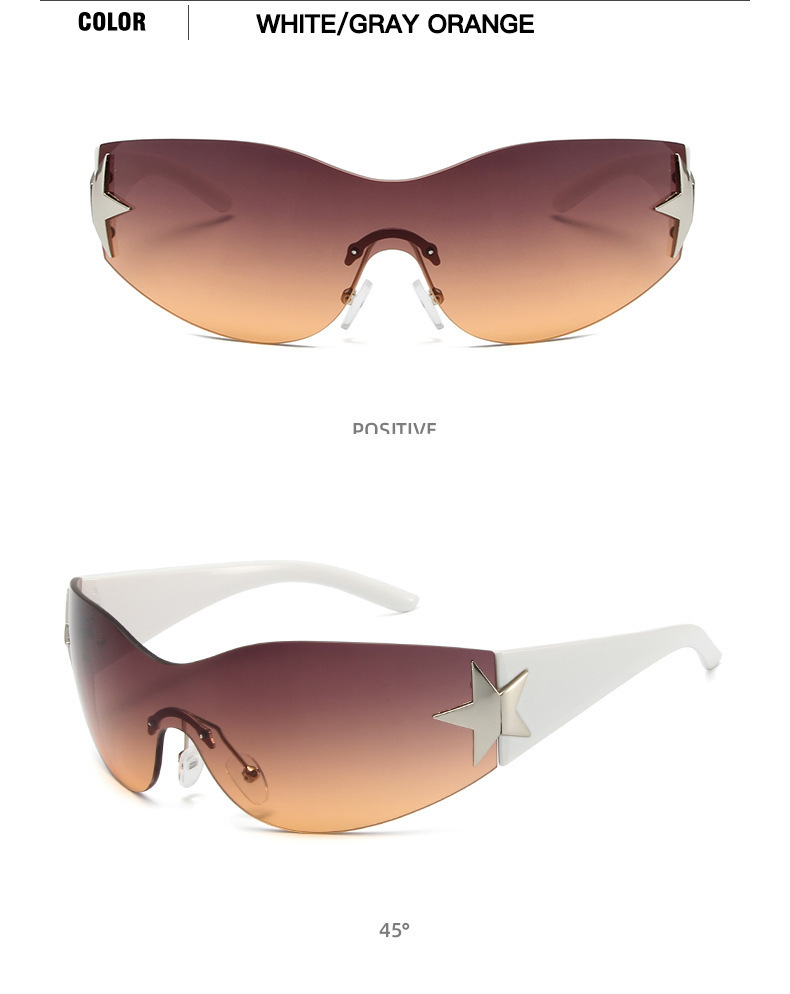 Retro Y2k Frameless Sunglasses Five Pointed Star Design Men_voghion.com