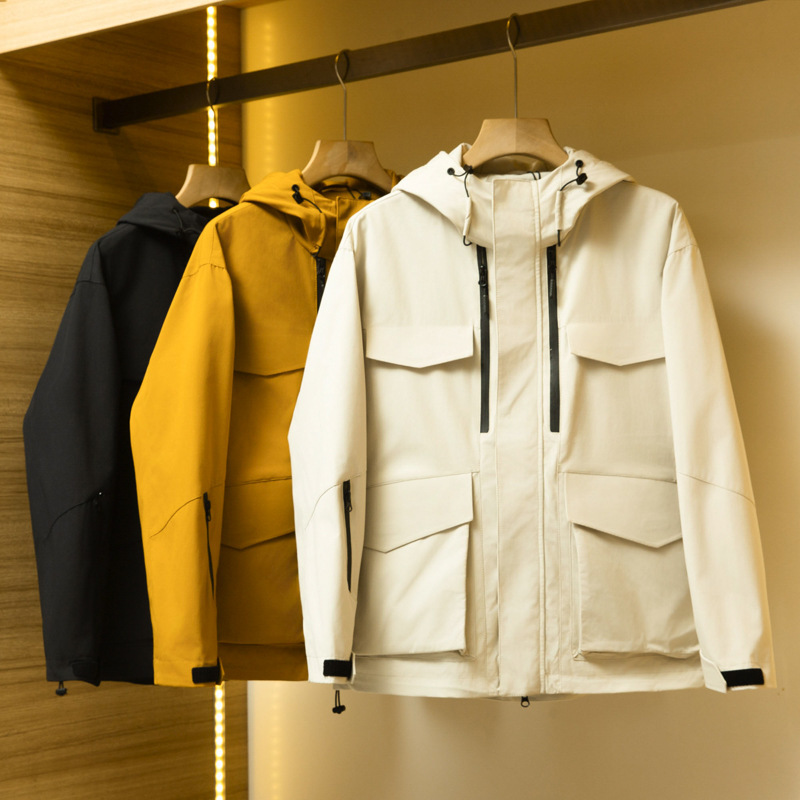 Workwear Jacket Men's 2025 Autum New Windproof and Rainproof Outdoor Mountaineering Hooded Casual Loose Top
