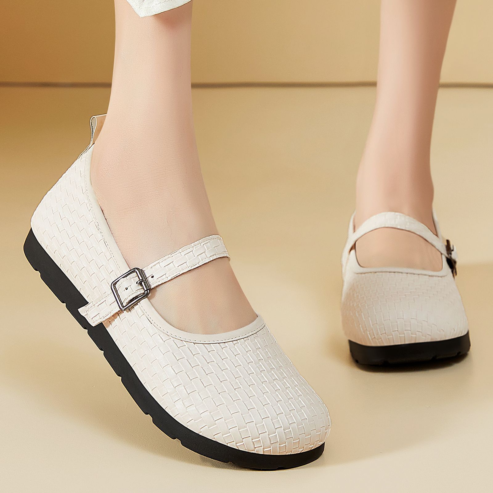 Zapatos de mujer de tejido plateado nuevos zapatos planos con suela suave cómodos zapatos casuales para mujeres