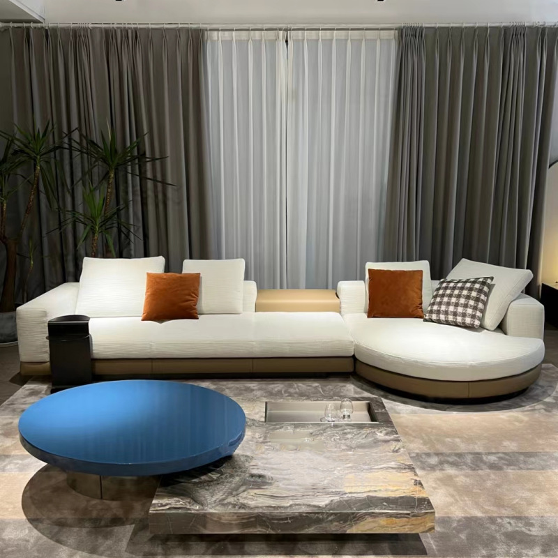 Italiano gran piso plano diseñador esquina recta pequeño apartamento de algodón y lino ronda concubina conali moderno salón sofá