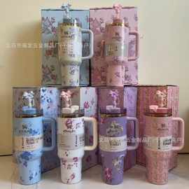 跨境史丹家同款爱情花园联名保温杯印花40oz汽车杯巨无霸水杯