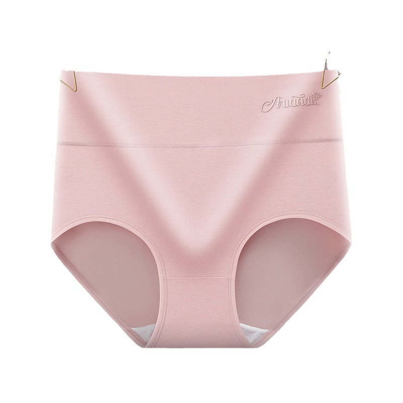 Primavera y verano color fresco cintura alta algodón vientre modelado briefs transpirable punto color sólido ropa interior de algodón peinado las mujeres