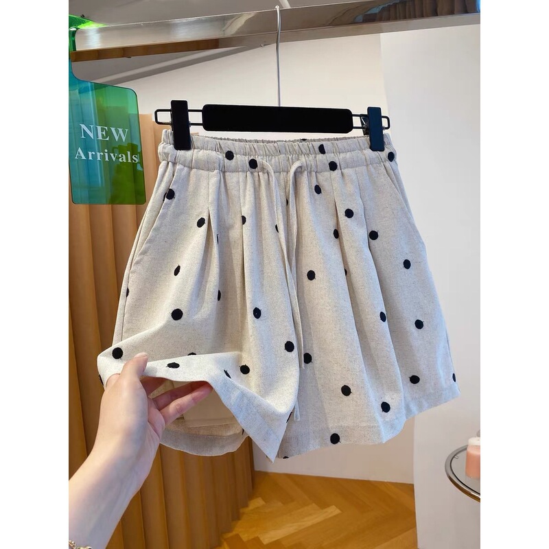 2025 New Summer Style Super Nice Polka Dot Casual Shorts for Women, Loose, Light and Wide Leg Pants, Versatile A-Line Hot Pants