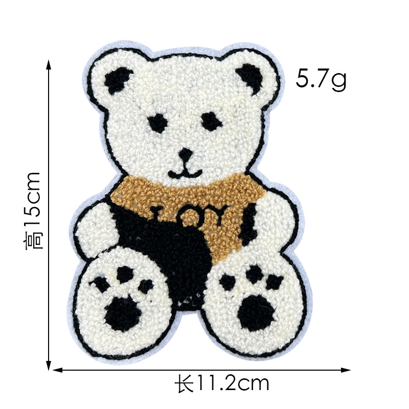 Toalla de oso de dibujos animados pegatinas de tela bordadas spot accesorios de ropa al por mayor ropa de oso abrigo parche de agujero