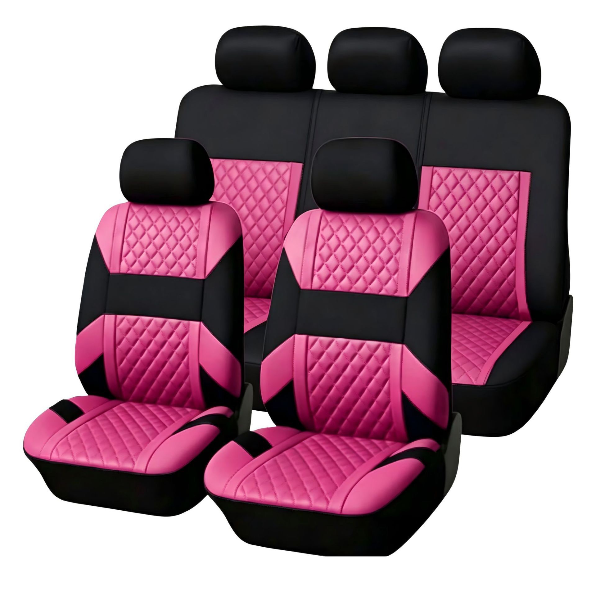 Manufacturer's universal car seat cover 3D horizontal stripe diamond pattern 9-piece set for five seats, suitable for cross-border e-commerce platforms like TEMU and Amazon