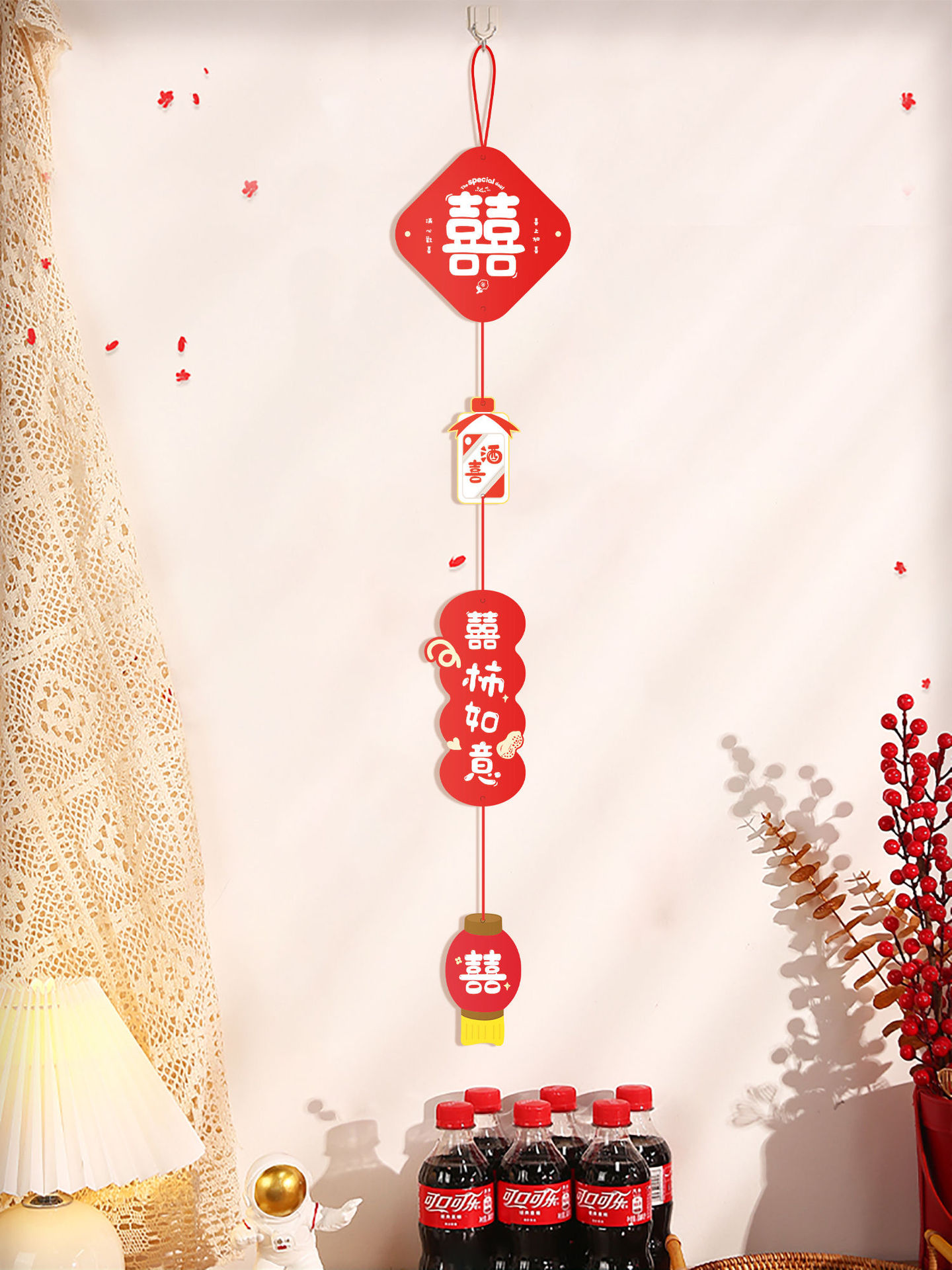 Decoración de la sala de bodas Dibujos animados creativos personajes felices colgante largo boda sala de estar decoración del dormitorio boda suministros de boda al por mayor