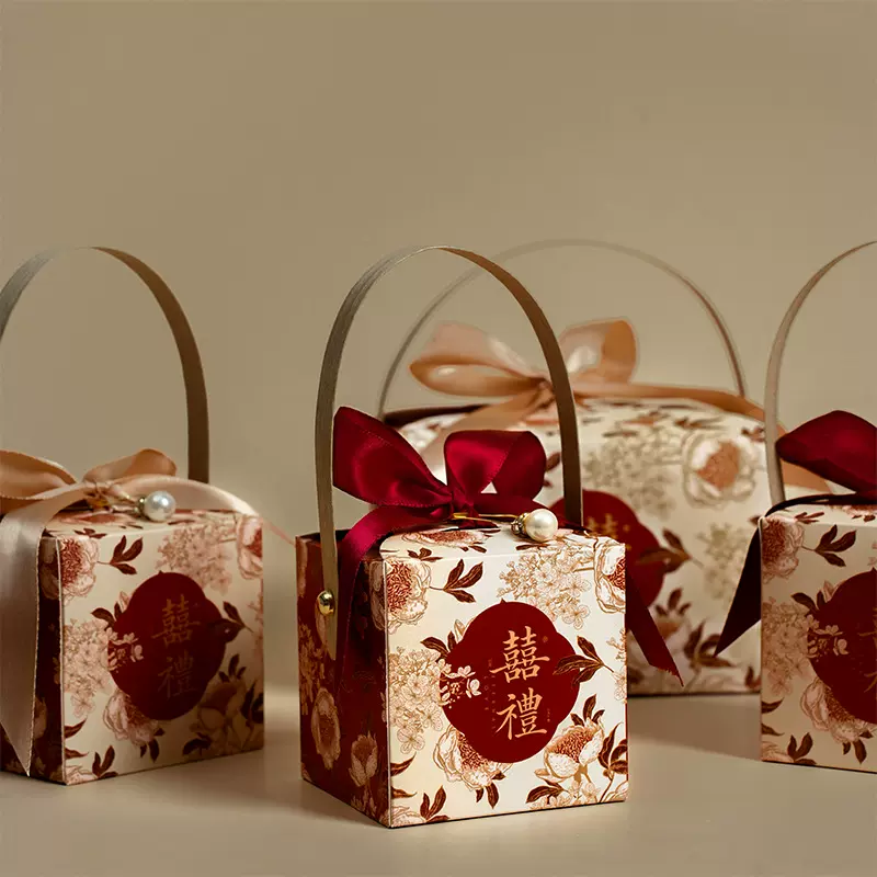 手提喜糖盒结婚喜糖盒子新款婚礼糖果包装盒伴手礼盒喜糖袋回礼盒