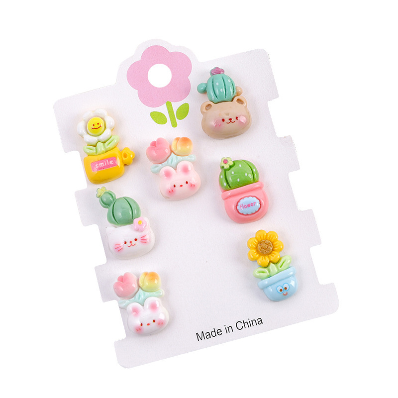新しいかわいいサボテン植木鉢 diy クリーム接着剤携帯電話ケースヘアピンアクセサリー光沢のあるミニ手作りヘアピンステッカー|undefined
