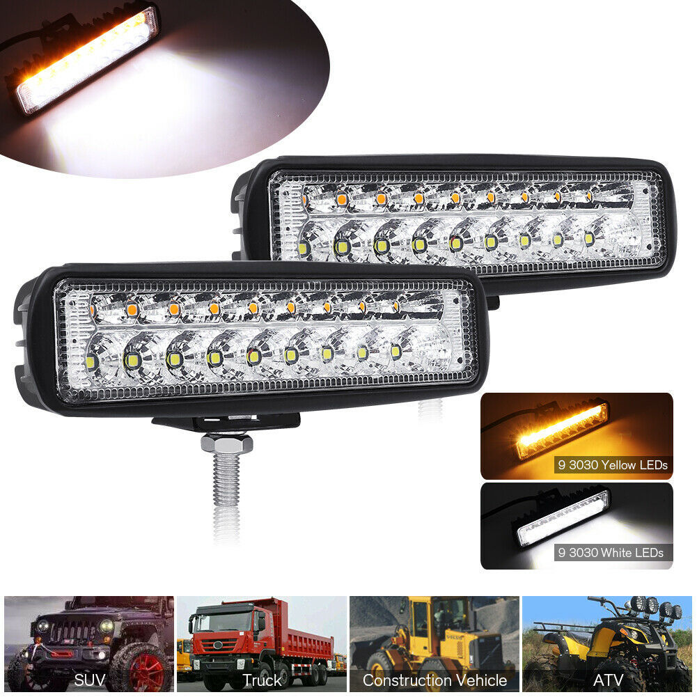 60W lámpara de trabajo bicolor 20LED automóvil faro externo 1 doble fila de una barra de motocicleta foco blanco amarillo image 1