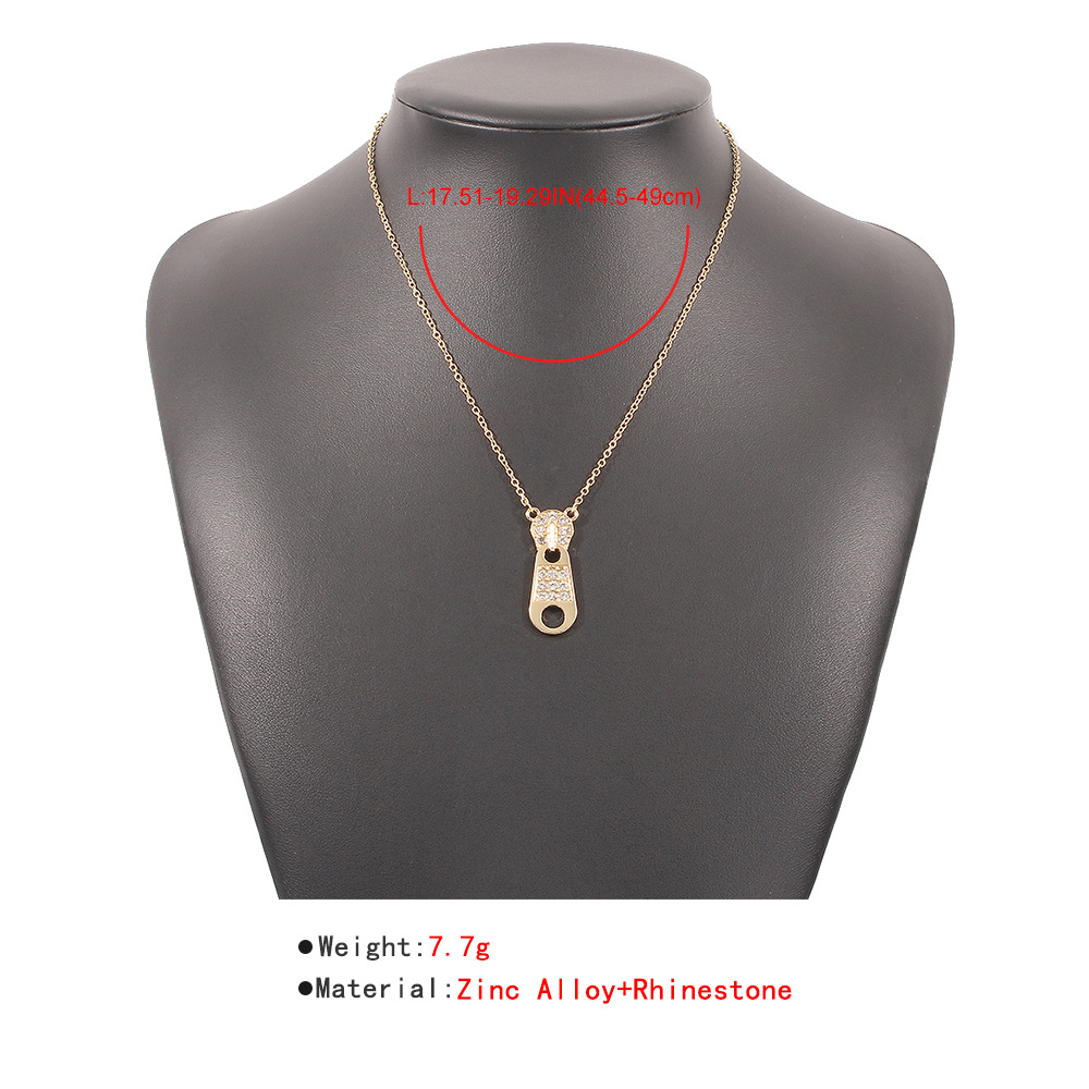 Fashion microinlaid zipper buckle necklacepicture5