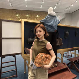 深圳南油高端女装2026春季法式学院风字母刺绣毛针织衫T恤上衣女