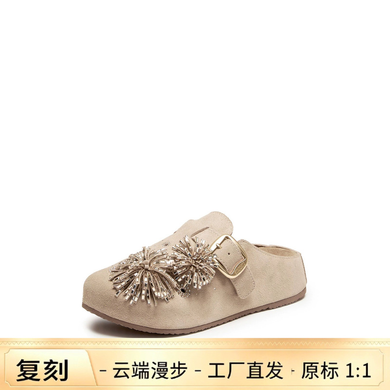 【Same style as Yang Mi】2026 new model Fireworks Holiday retro slip-on Birkenstock shoes with thick soles and height-increasing sandals
