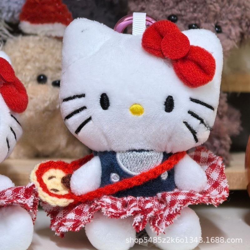 黑色草帽kitty帽宝宝挂件爱心扣公仔玩偶可爱赫本风挂饰钥匙扣|undefined
