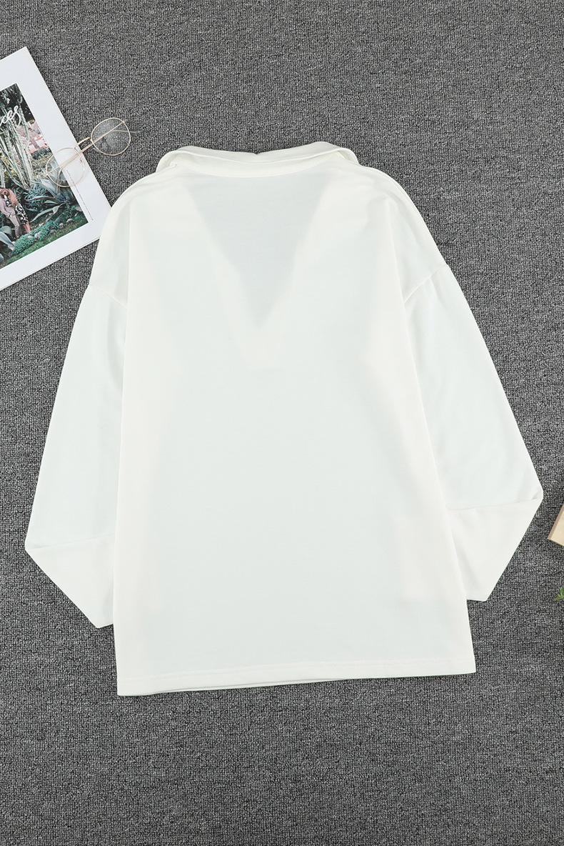 autumn solid color long-sleeved V-neck pullover top nihaostyles wholesale clothing NSQSY92646