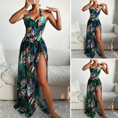 Printed new  European and American sexy bikini three-piece set slim vacation beach bikini swimsuit for women export
