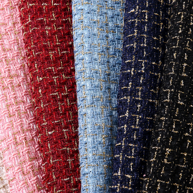 New Style Chanel-Inspired Gold Thread Plaid Fabric Material for Handmade DIY Bouquets, Shoe Materials, Clothing, and Bag Fabric New Style Chanel-Inspired Gold Thread Plaid Fabric Material for Handmade DIY Bouquets, Shoe Materials, Clothing, and Bag Fabric