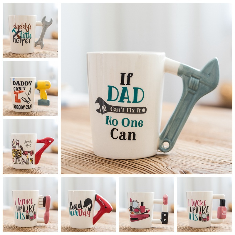 Mango de juego creativo taza de cerámica máquina de juego de letras de color balancín taza de agua de cerámica taza de café de dibujos animados