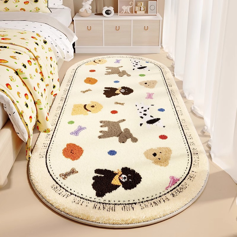 침실 카펫 스타일 어린이 방 침대 옆 담요 겨울 귀여운 플러시 크림 바닥 매트 소녀 침대 앞 발 패드