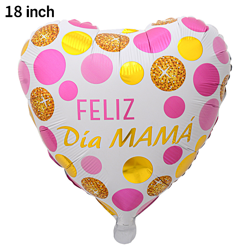 Película de aluminio de globo español en forma de corazón de 18 pulgadas Transfronterizo nuevo Día DE LA Madre occidental atmósfera globo arreglo papel de aluminio