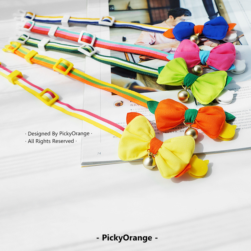 Vòng cổ mèo nơ ba mảnh màu tương phản sọc kiểu Pháp (7).jpg