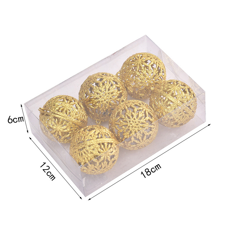2026 puntos de venta transfronterizos explosivos colgantes de árbol de Navidad bolas de plástico de 6cm caja de PVC polvo de oro agujero bola de Navidad mayorista